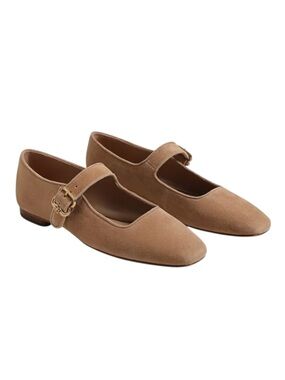 NEW!!!Sam Edelman Tan Suede Mary Jane Flats with Gold Buckle Sz 7